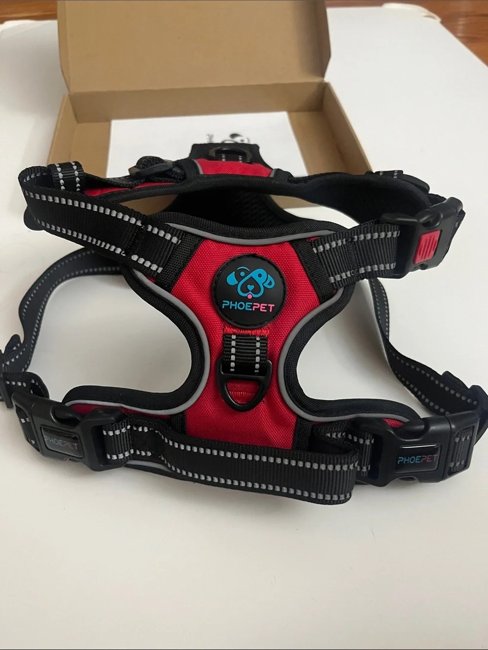 Reflective Red Padded Dog Harness with Secure Buckles
